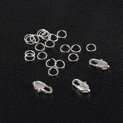 925 Sterling Silver Jewelry Making Lobster Clasps with Open Jump Rings Set | Small Spring Italian Clasps Lobster Claw Jump Rings Necklace Chains Connect Link Repair kit Supplies 925 Jewelry Findings - color: 23PcsB