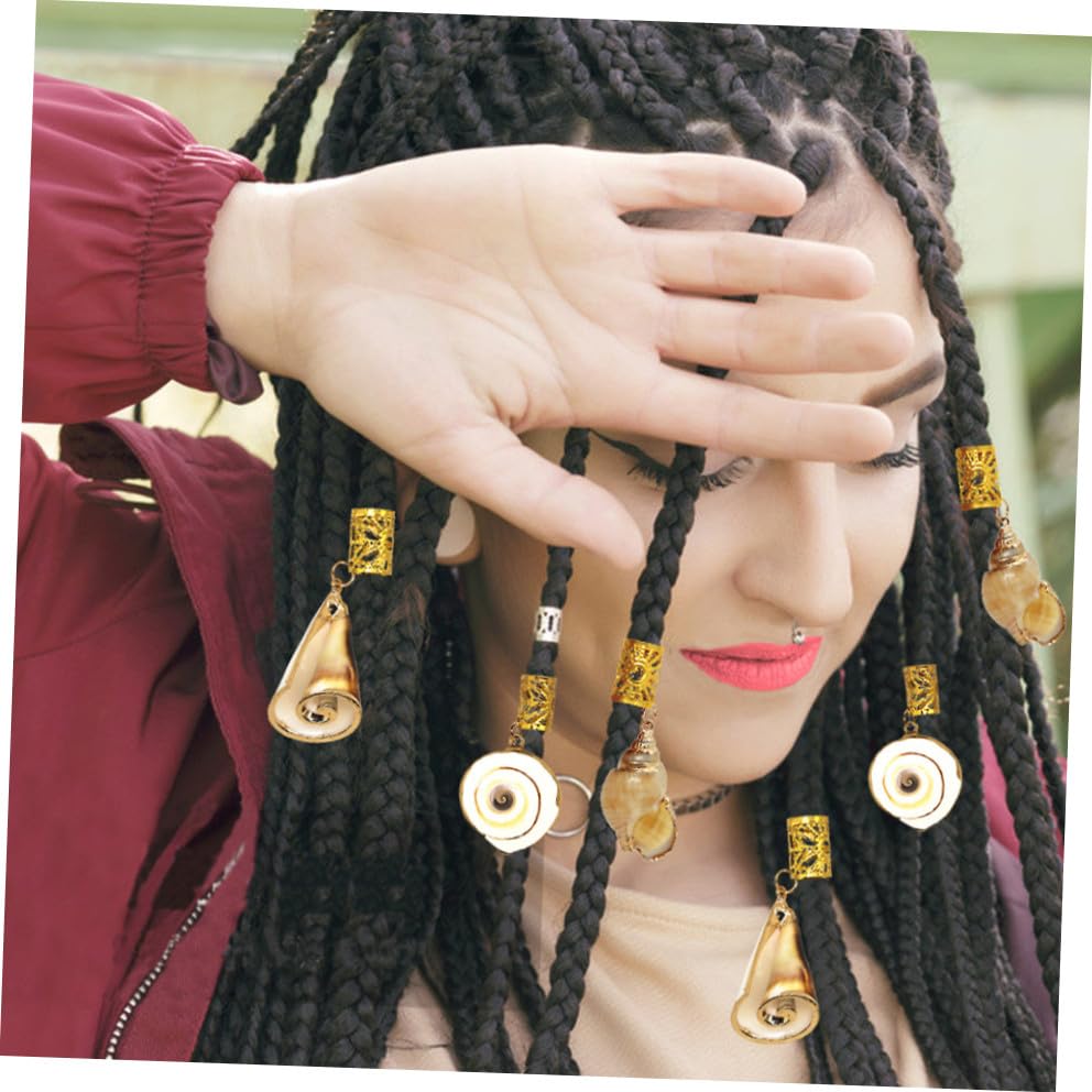 Beaupretty 5pcs Hair Braid Pendants and Dreadlock Rings Mixed Style Decorative Headdress with Ocean Shells Aluminum and Pearl Charms for Men and Women for Festivals and Parties