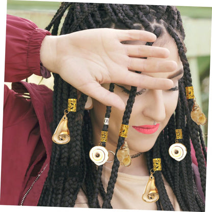 Beaupretty 5pcs Hair Braid Pendants and Dreadlock Rings Mixed Style Decorative Headdress with Ocean Shells Aluminum and Pearl Charms for Men and Women for Festivals and Parties