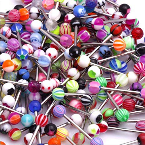 60 Pieces Tongue Ring Acrylic Mix Barbell Body Piercing Jewelry Creative And Exquisite Workmanship