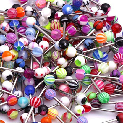 60 Pieces Tongue Ring Acrylic Mix Barbell Body Piercing Jewelry Creative And Exquisite Workmanship