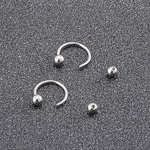 18-36PCS 20G Nose Hoop Rings Surgical Steel Septum Ring Tragus Cartilage Helix Hoop Earrings Lip Horseshoe Barbell Piercing Jewelry for Women Men 8mm 10mm 12mm - color: 36pcs,ball closure