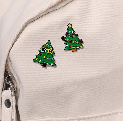 Cute Enamel Pin Set Lapel Pins Brooches Cartoon Brooch Badge Pins for Clothes Bags Backpack for Women - color: Christmas Tree