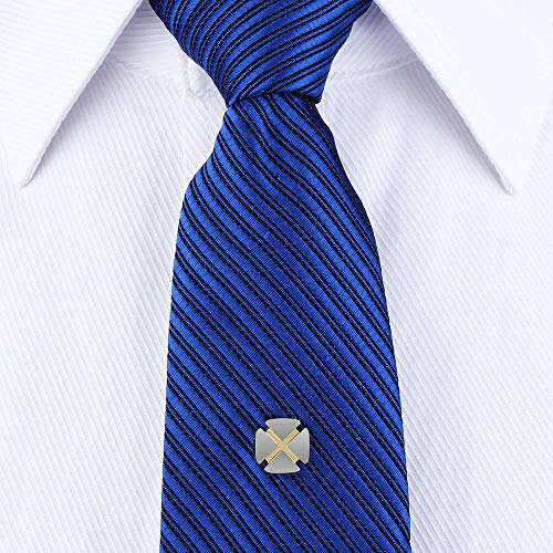 HAWSON Mini Tie Pin for Men, Tie Tack with Chain for Men's Necktie, Tie Tack Gift Set for Wedding, Party, Meeting - color: Gold + Brushed Silver