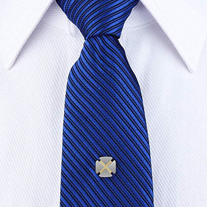 HAWSON Mini Tie Pin for Men, Tie Tack with Chain for Men's Necktie, Tie Tack Gift Set for Wedding, Party, Meeting - color: Gold + Brushed Silver