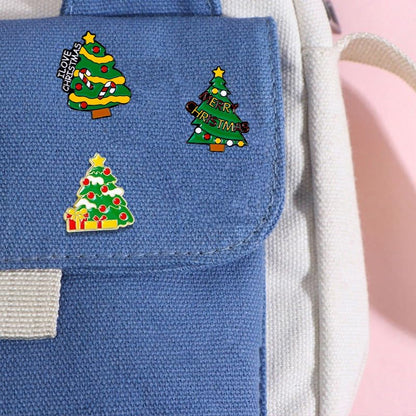 Cute Enamel Pin Set Lapel Pins Brooches Cartoon Brooch Badge Pins for Clothes Bags Backpack for Women - color: Christmas Tree