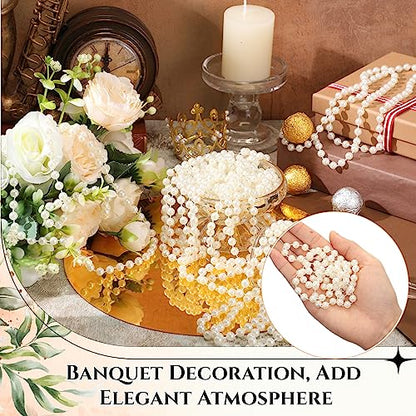 Inbagi 200 Pcs Pearl Necklaces for Women Bulk Ivory Faux Beaded Necklace 7 mm 33 Inch Large Pearl Strand for 1920s Party Birthday Wedding Tea Party Bridal Shower Christmas Decorations
