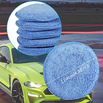 FONAROLL Wax Applicator Pads Polishing Pads Microfiber Applicator Pad for Car Wax and Polishing (Blue 12Pcs) - color: Blue 12pcs