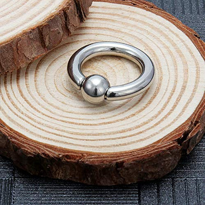 12G 10G 8G 6G 4G 2G 0G 00G Large Septum Rings Gauges Earrings Hoops 316L Surgical Steel Spring Action Captive Bead PA Ring CBR Septum Nose Rings Piercing Jewelry for Women Men - color: Silver, size: 6G=4mm Inner Dia: 5/8" (16mm)