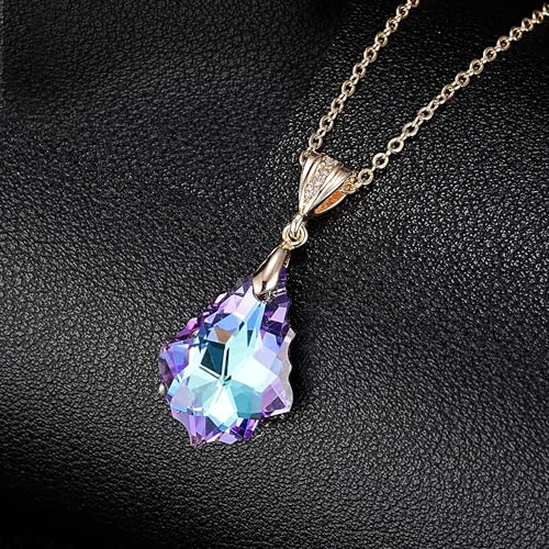 EVEVIC Teardrop Austrian Crystal Charm Pendant Necklace for Women | 14K Gold Plated,Adjustable Chain Fit,Elegant Teardrop Crystal,Gift Box Included,Perfect for Daily Wear and Special Events - color: Vitrail Light