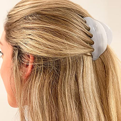 Camila Paris CP2555 French Hair Clips for Women, 3.75" White Large Claw Clip Strong Hold All Day, Girl Large Claw Clips for Thick Hair, No Damage No Slip Flat Clip for Women. Made in France - color: White