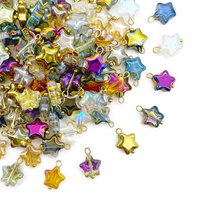 50 Pcs Crystal Glass Pendants for DIY Jewelry Making, AB Color Plated Charms for Bracelet Necklace Earring - style: 50 Pcs-Star