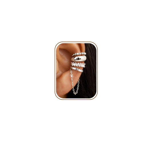 Florideco 4Pcs Ear Cuffs Non-Piercing for Women Dainty 14K Gold Plated Clip On Cartilage Earrings Hypoallergenic Huggie Hoop Cuffs Fake Earings for Non Pierced Ears - color: Chunky-White Gold Plated