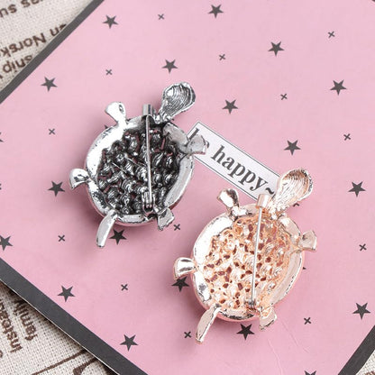 Opexicos 2Pcs Creative Design Black Gold Rhinestone Turtle Brooch Pin Vintage Tortoise Brooches Animal Pins Accessories