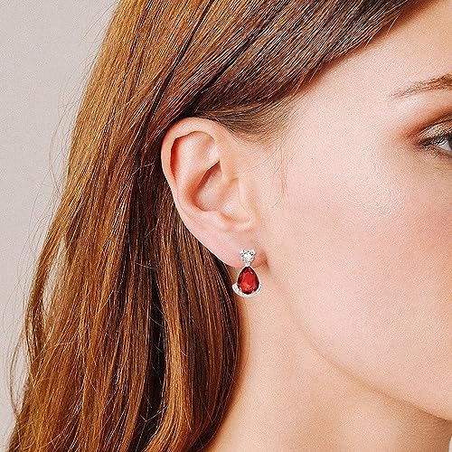 Birthstone Teardrop Crystal Stud Earrings for Women 925 Sterling Silver Solitaire Studs Halo Earrings for Birthday Gifts Teardrop Earrings for women - style: A January