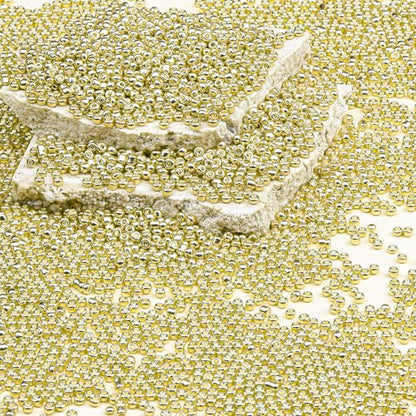 2mm Glass Seed Beads Bulk, Bright Gold 12/0 Tiny Round Seed Bead, Small Mini Pony Craft Beads for Bracelet Necklace Wrist Jewelry Making Beading Weaving DIY Crafts Supplies - color: Bright Gold