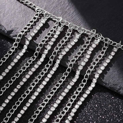 Brishow Rhinestone Body Chains Layered Crystal Waist Chain Beach Bikini Fashion Body Jewelry Accessories for Women and Girls - color: Silver