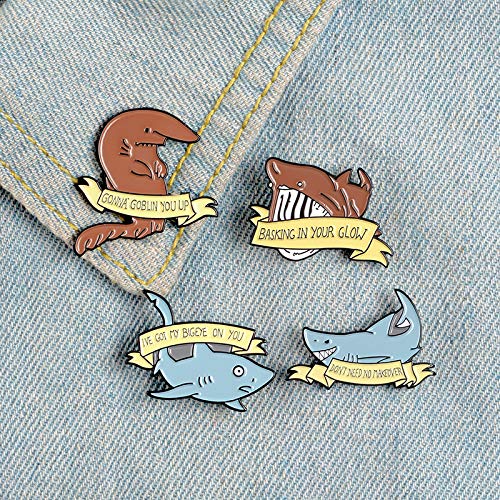 Cute Enamel Pin Set Lapel Pins Brooches Cartoon Brooch Badge Pins for Clothes Bags Backpack for Women - color: Shark Set