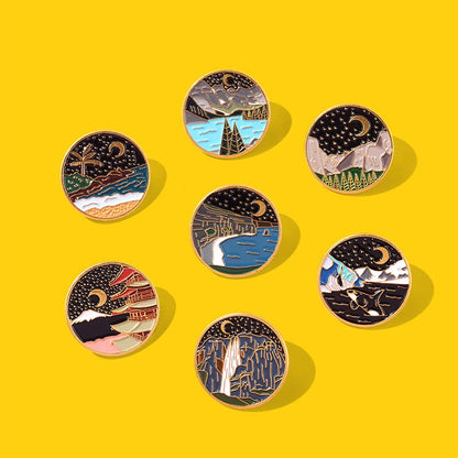 Cute Enamel Pin Set Lapel Pins Brooches Cartoon Brooch Badge Pins for Clothes Bags Backpack for Women - color: Starry Sky