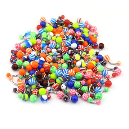 FORUBUS Colorful Tongue Rings Nipple Rings for Women Body Piercing Jewelry 14G 16mm Pierced Barbells Body Jewelry 50Pcs/30Pcs/20Pcs Pack - color: D-10pcs