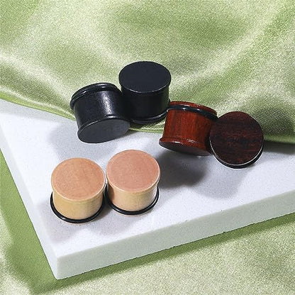 Qmcandy 2g-13/16 inch Sun Moon Natural Wood Wooden Acrylic Ear Tunnels Plugs Piercing Gauge Expander Set - color: B 6pcs 00g(10mm)