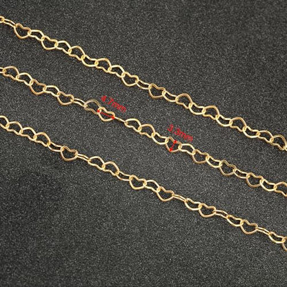 UMAOKANG 5 Meters Gold Plated Stainless Steel Chain for Jewelry Making Hollow Heart Chain Roll with Jewelry Findings - color: Gold Heart