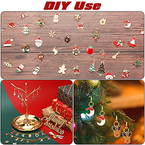 SANNIX 110Pcs Christmas Charms Gold Enamel Jewelry Making Charms Pendant | for DIY Xmas Bracelet, Necklace Earring Craft Supplies, Holiday Accessories - style: Christmas Charms