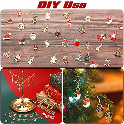 SANNIX 110Pcs Christmas Charms Gold Enamel Jewelry Making Charms Pendant | for DIY Xmas Bracelet, Necklace Earring Craft Supplies, Holiday Accessories - style: Christmas Charms