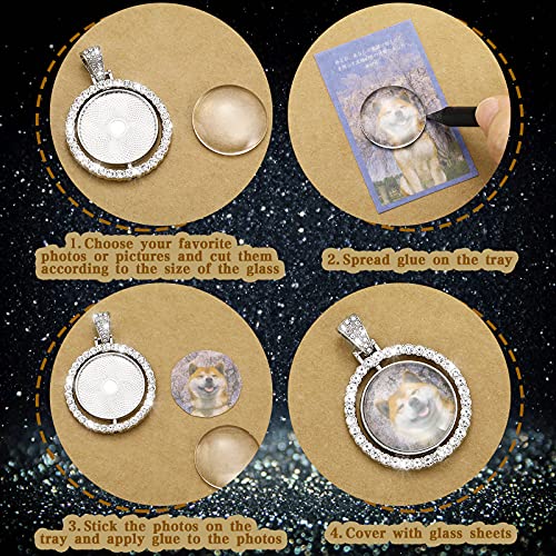 Ferraycle 27 Pieces Rhinestone Bezel Pendant Trays Set Including 9 Pieces Double-Sided Sublimation Blank 1 Inch Bezel Round Pendant Trays Charms with 18 Transparent Glass(Silver) - color: Silver