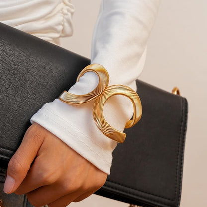 Chunky Cuff Bracelets for Women Wide Gold/Silver Cuffs Bangle Hollow Out Adjustable Bracelets Punk Vintage Jewelry - style: Gold B