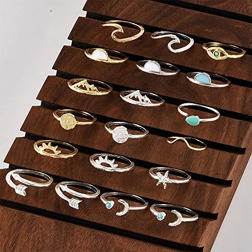 HUJUON 7-19pcs Star Moon Knuckle Rings for Women Boho Silver Stackable Rings Set Joint Midi Finger Stacking Rings - style: Star Moon Knuckle Rings