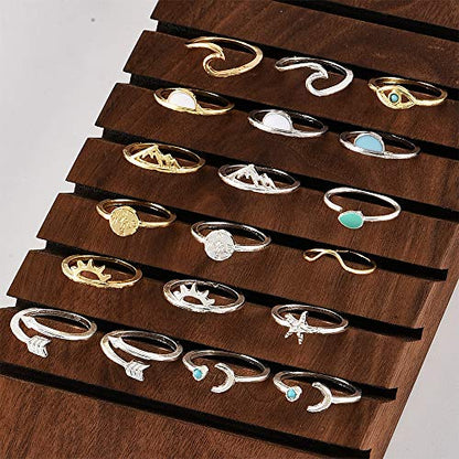 HUJUON 7-19pcs Star Moon Knuckle Rings for Women Boho Silver Stackable Rings Set Joint Midi Finger Stacking Rings - style: Star Moon Knuckle Rings