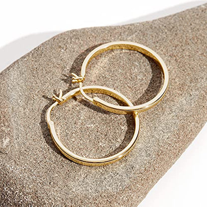 PAVOI 14K Gold Plated 925 Sterling Silver Post Lightweight Hoops | 20mm - 30mm Earring | Gold Hoop Earrings for Women - color: Yellow Gold, size: 30 Millimeters