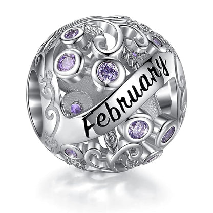 S925 Sterling Silver Twelve Months Birthstone Charms for Pandora Bracelets | Su-Carata 12 Months Birthstone Bead Charms with Colorful Cubic Zircona fit Necklaces Gifts For Birthday Mother's Day Women