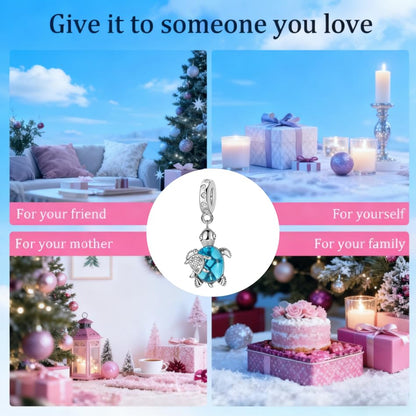 Gold Flower Family Charms for Bracelet Bead Charm for Women Jewelry Present - style: Blue Sea Turtle