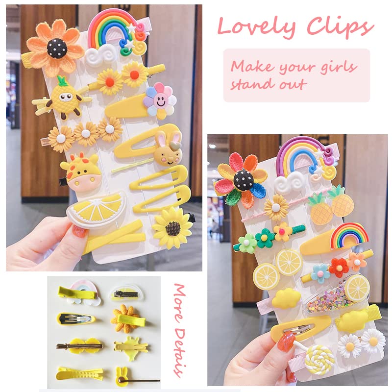 28 PCS Cute Hair Clips Fashion Girls Hair Accessories Flower Fruit Colorful Rainbow Candy Dessert Lovely Animal Barrettes Set Non-slip Metal Snap Pins for Girls Kids Teens Toddlers (Style A) - color: Style A