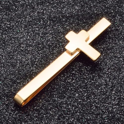 Gold Black Silver Cross Tie Clips For Men Unique Christian Catholic Tie Clip Cross Accessories For Men - style: gold cross tie clips for men