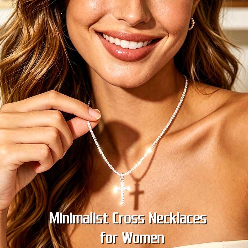 Layered Plated Silver Cross Necklace Sparkle Chain Dainty Jewelry for Women - color: D-Style