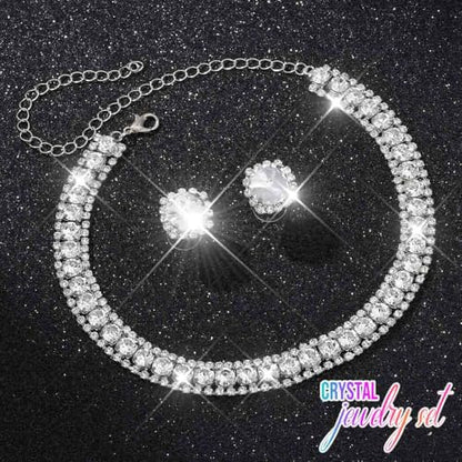 CLOACE Rhinestone Bridal Wedding Jewelry Set Sparkly Chocker Necklaces Earrings Prom Jewelry Accessories for Women - color: Silver