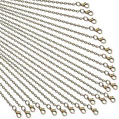 TecUnite 24 Pack Bronze Necklace Chains Bulk DIY Cable Link Chains for Jewelry Making(18 Inch) - size: 18 Inch