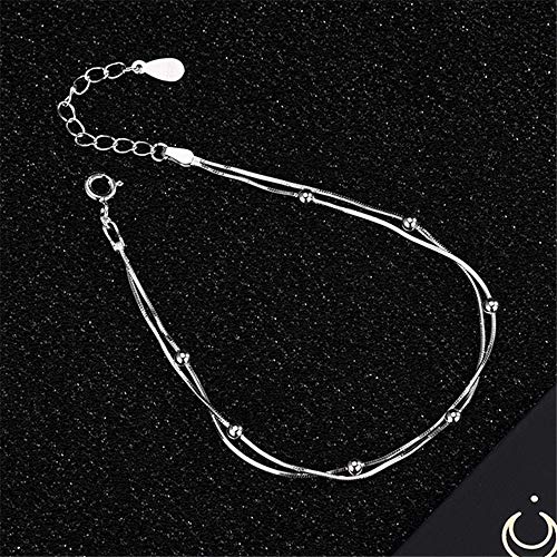kelistom 925 Sterling Silver Bracelets for Women Teens, Love Heart Charm Chain Bracelet Bangle Fashion Jewelry Gifts - color: beaded chain