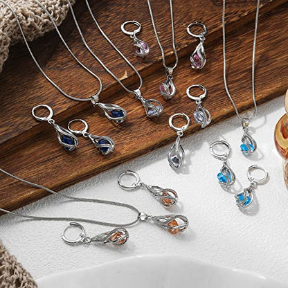 IFKM Silver Jewelry Sets for Women Rhinestone Crystal CZ Bridal Bridesmaid Accessories Necklace Earrings set for Wedding Prom Anniversary Birthday Gifts - color: Dark Blue