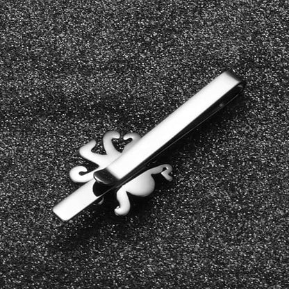 Silver Tie Clip for Mens Stainless Steel Novelty Feather Bat Bee Tie Bar Suitable For Necktie Bar Clip - style: Black Octopus Tie Clip