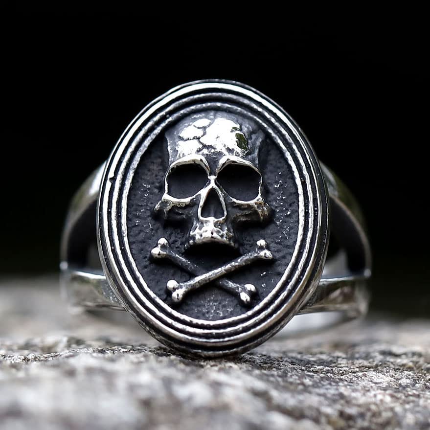 2023 Skull Ring Cool Evil Death Punk Rock Stainless Steel Rings Aly Style Jewelry - style: R1073