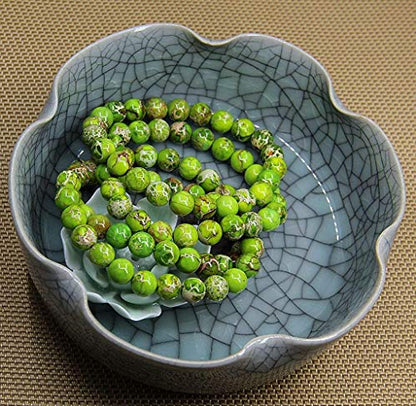 Angelstones Gemstones 8mm Round Beads Healing Crystal Bracelet for women | Natural Gemstone, Handmade Gifts for Women, Healing Crystal Round Beaded Stretch Bracelets, Unisex Jewelry for Women and Men - color: Green Sea Sediment Jasper