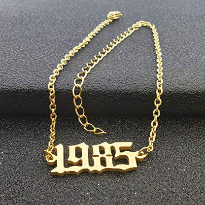 CSIYANJRY99 Birth Year Ankle Bracelets for Women14K Gold Plated Birth Year Number Anklets Adjustable Chain Beach Foot Ankle Bracelets for Women Birthday - style: 1985