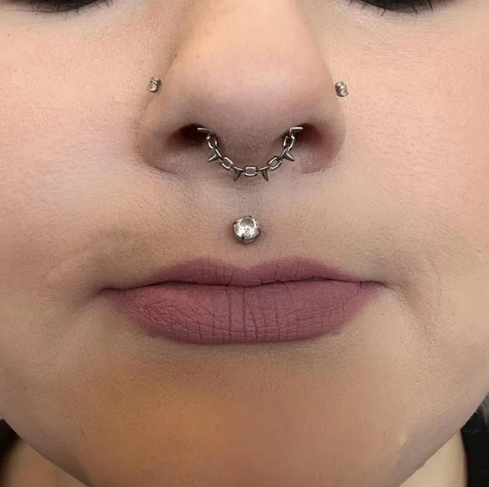16G Septum Ring Hinged Septum Clicker Nose Ring Septum Piercing Jewelry - color: Spikes-silver, size: 10mm