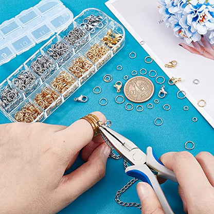 PH PandaHall 720Pcs 304 Stainless Steel Jump Rings with 4mm 20 Pcs Lobster Claw Clasps, 5/6/7/8mm Open Jump Rings Jewelry Clasps Jewelry Findings for Making Necklace Repair, Silver/Gold