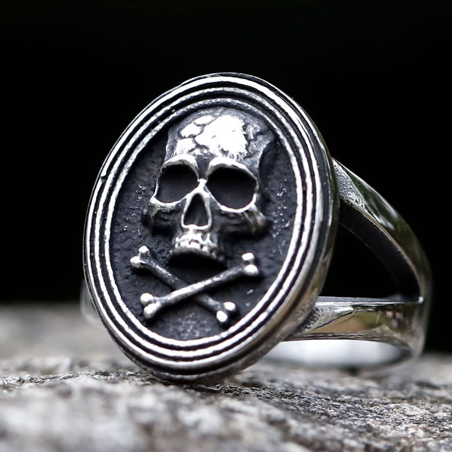 2023 Skull Ring Cool Evil Death Punk Rock Stainless Steel Rings Aly Style Jewelry - style: R1073