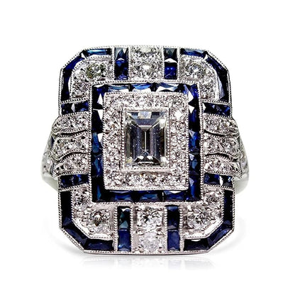 Big Dainty Full Cubic Zrionias Full Finger Wide Chunky Ring,Platinum Plated Large Exaggerated Cocktail Party Turkey Crystal Ring for Women